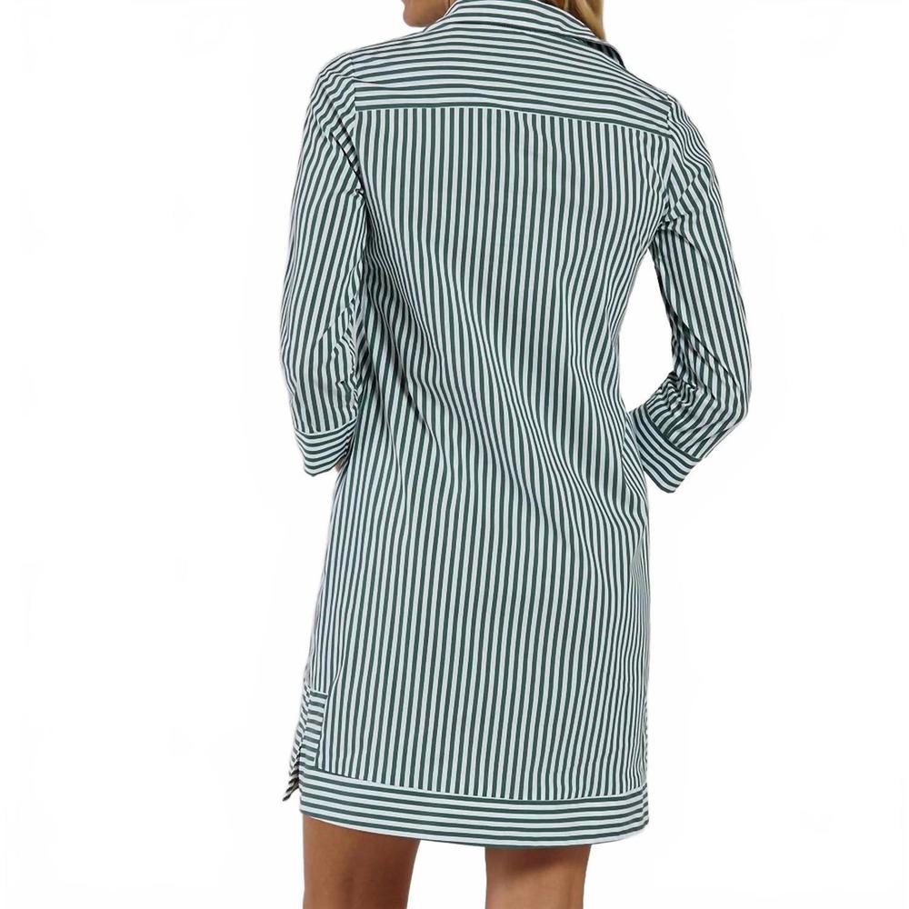 NEW JUDE CONNALLY finley mini dress in cotton eden green stripe - Picture 3 of 5